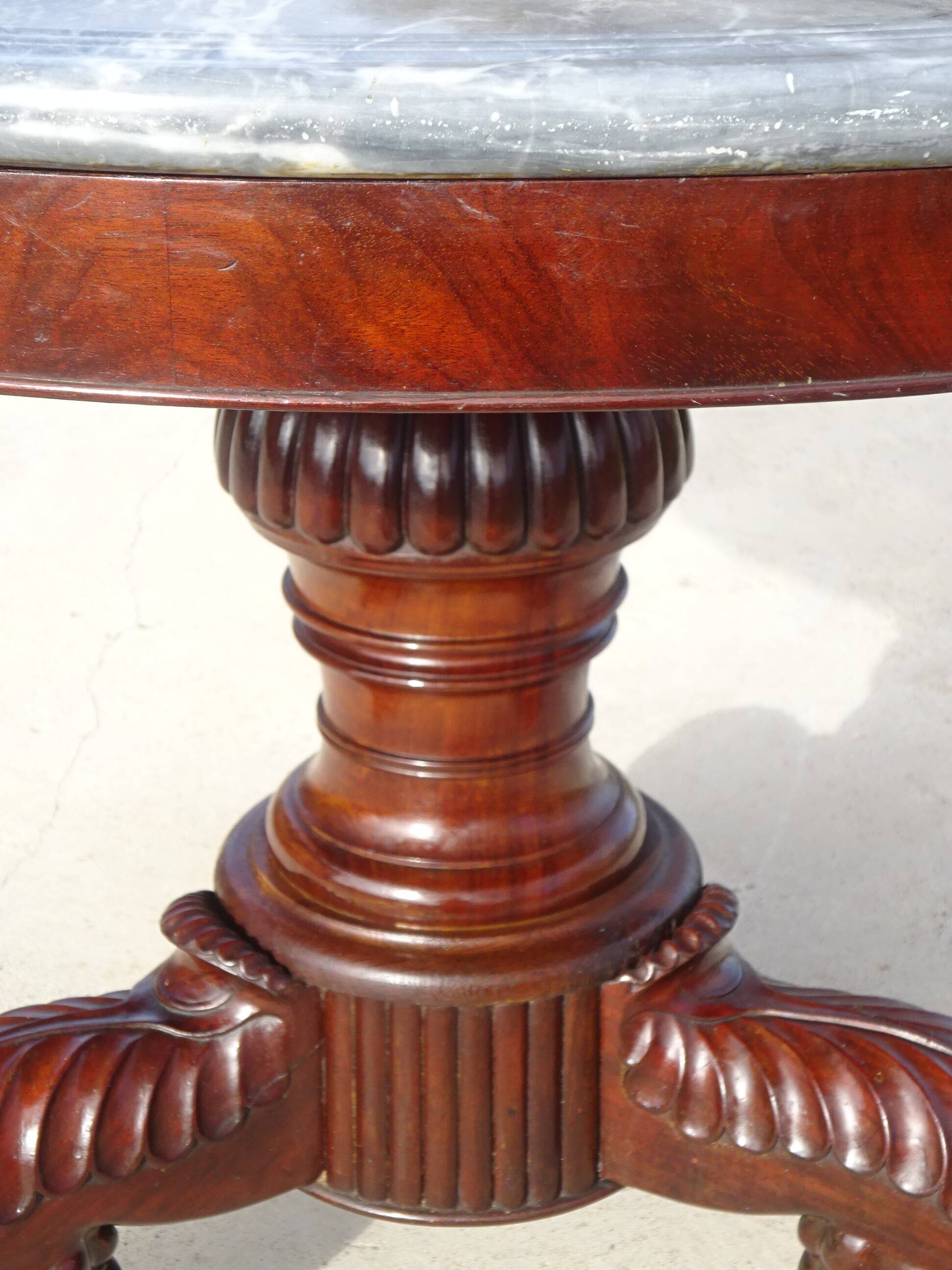 Empire guéridon, rotating marble top