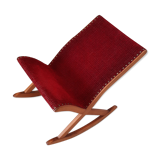 Vintage wood and velvet footrest