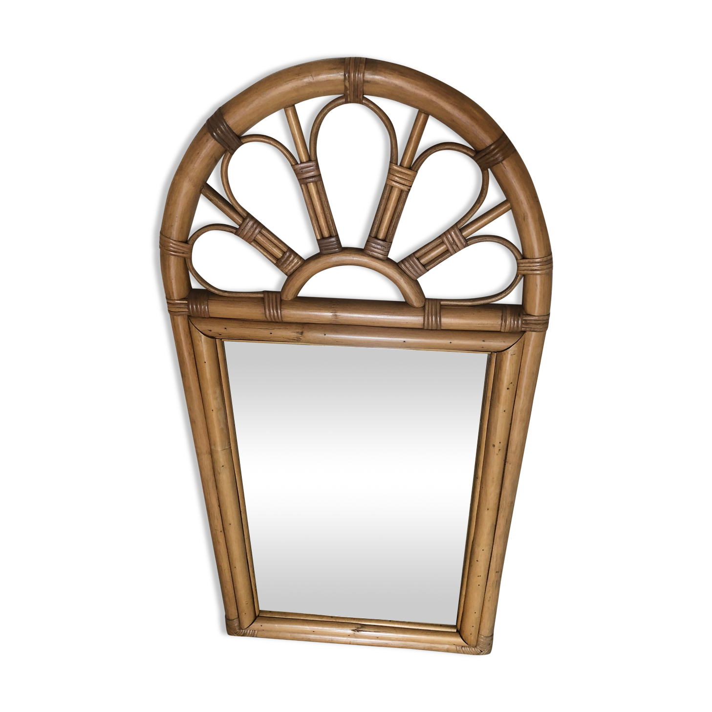 Rattan mirror and vintage bamboo  50x100cm