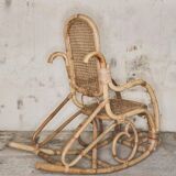 Rattan and cane rocking chair