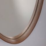 Vintage 1970s oval wall mirror in wood, italian design