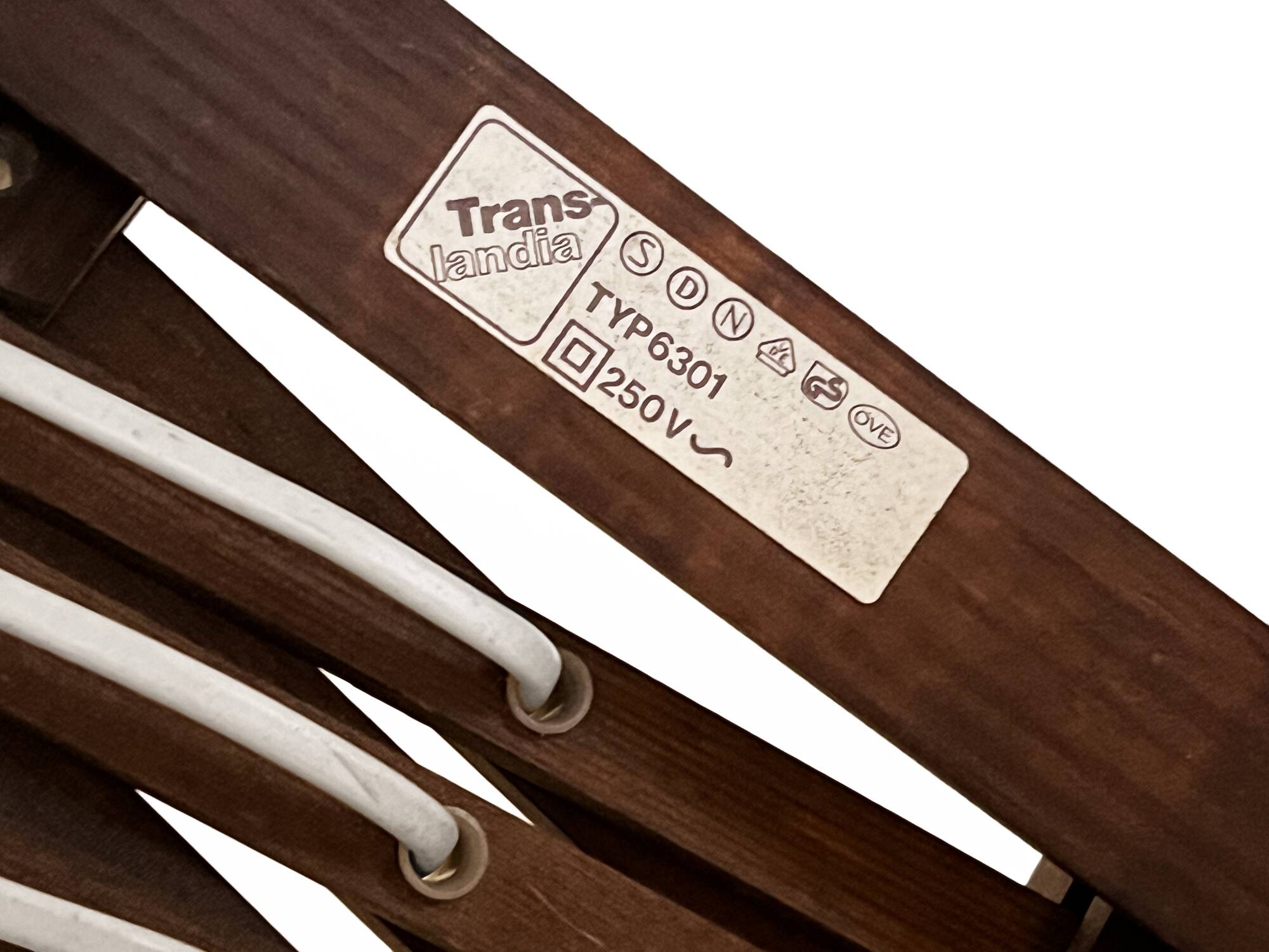 Wall lamp/scissor lamp in died pine wood from Translandia. Denmark 1960s