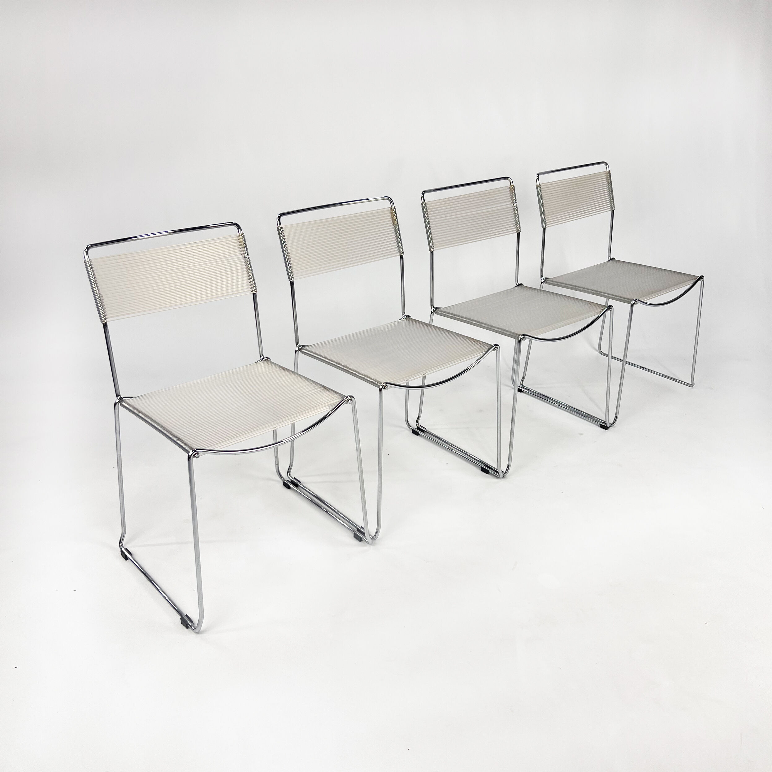 Set of 4 italian spaghetti dining chairs, 1970s