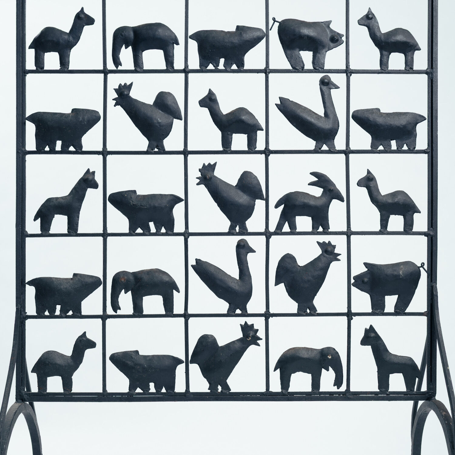 (aft) Atelier des Marolles Touret screen roomdivider wrought iron animals