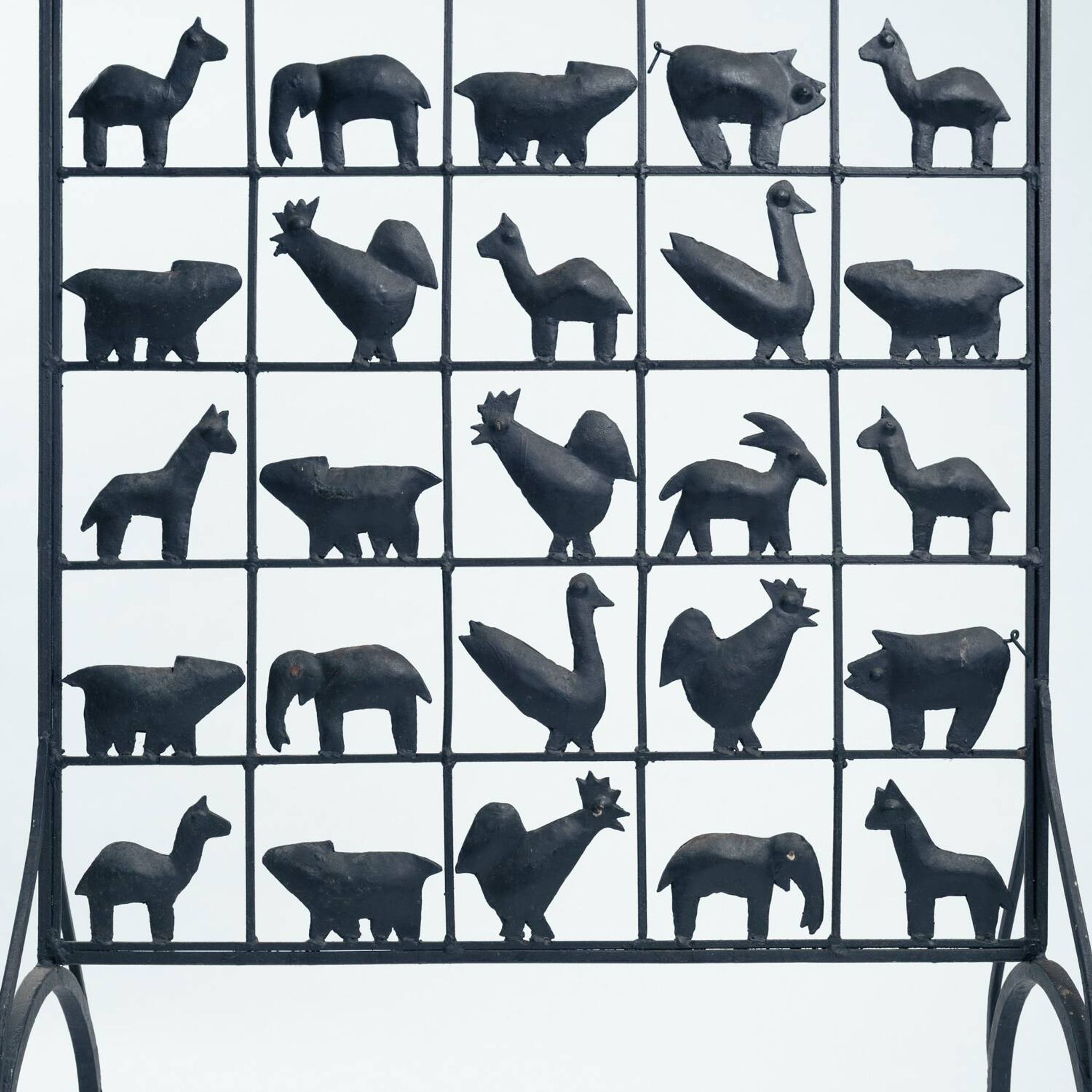 (aft) Atelier des Marolles Touret screen roomdivider wrought iron animals
