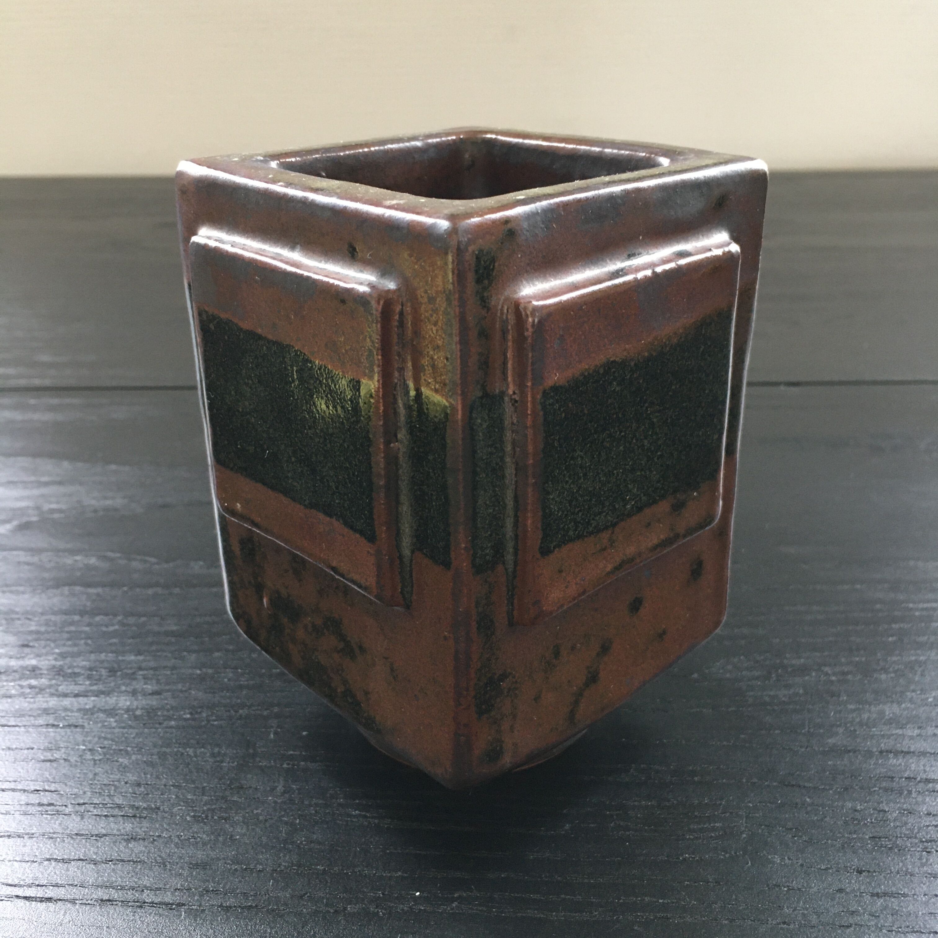 Vase brutaliste grès brun