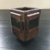 Brutalist brown stoneware vase