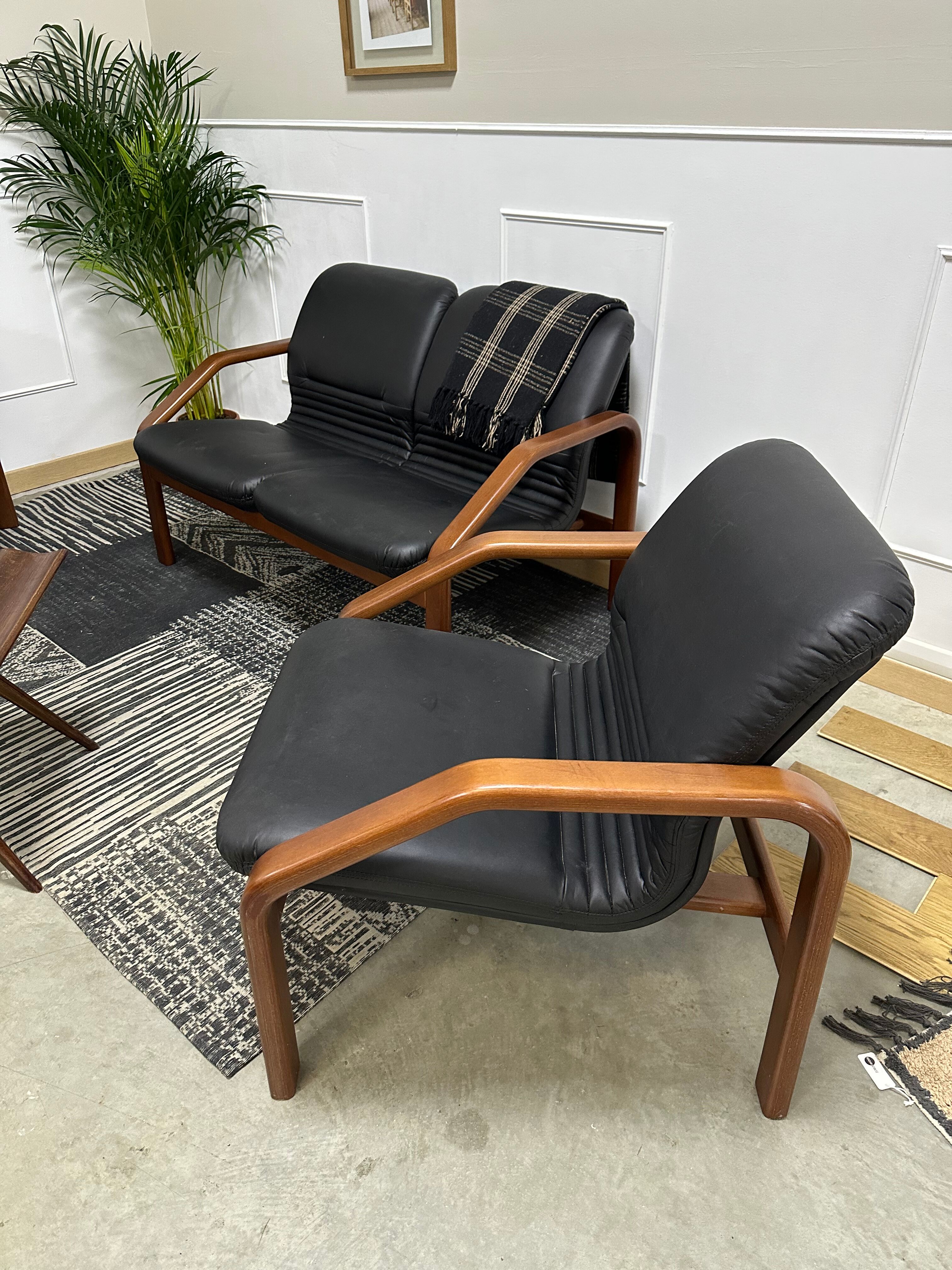 Design living room in black leather