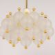 Large frosted glass and brass chandelier by Kinkeldey, Germany, 1970s.