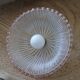 Large vintage Murano suspension in textured glass with a pink edge.