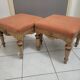 2 stools, poufs, footrests in Louis XVI style, made of wood and suede.