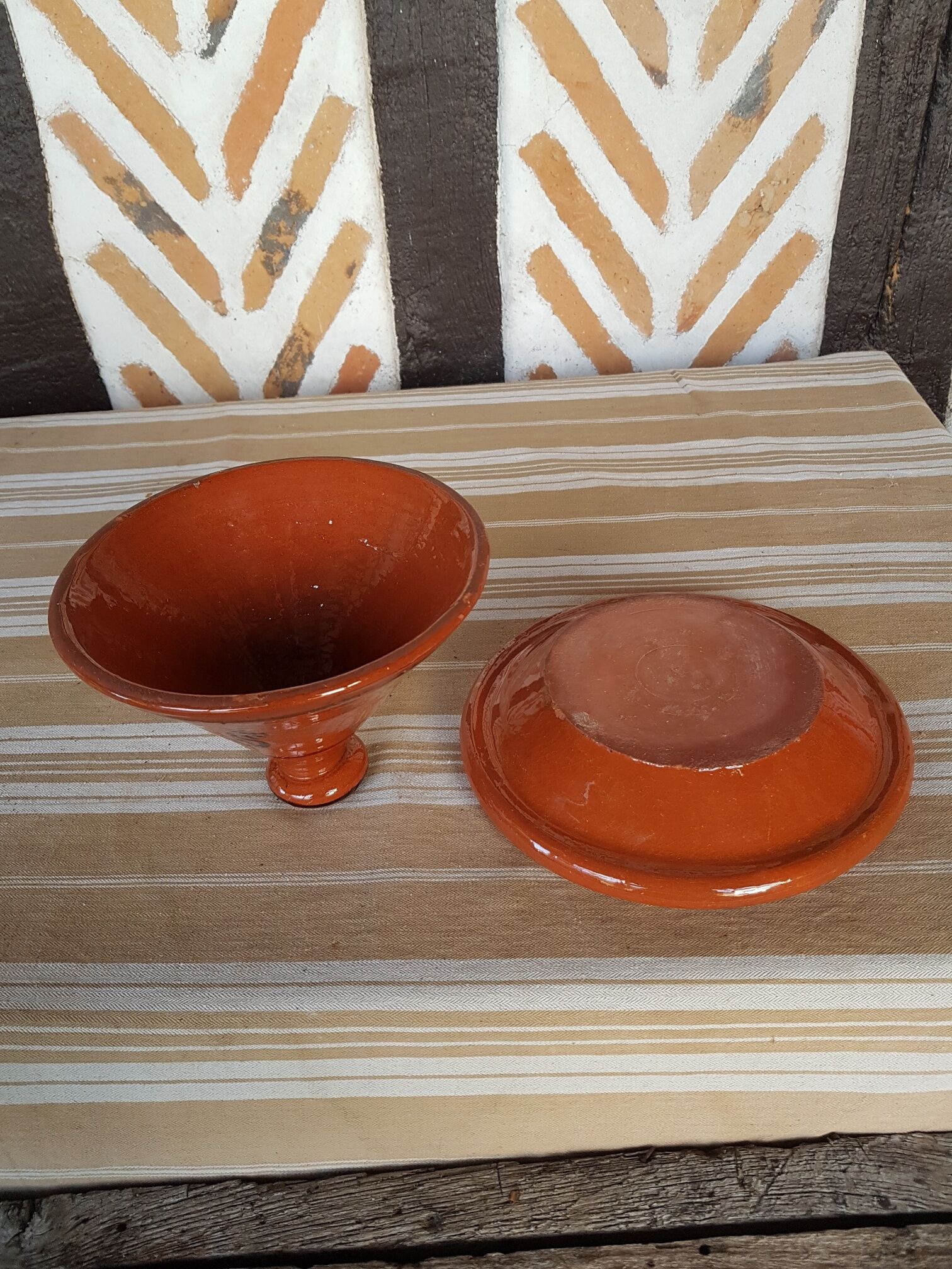 Enamelled terracotta tagine dish