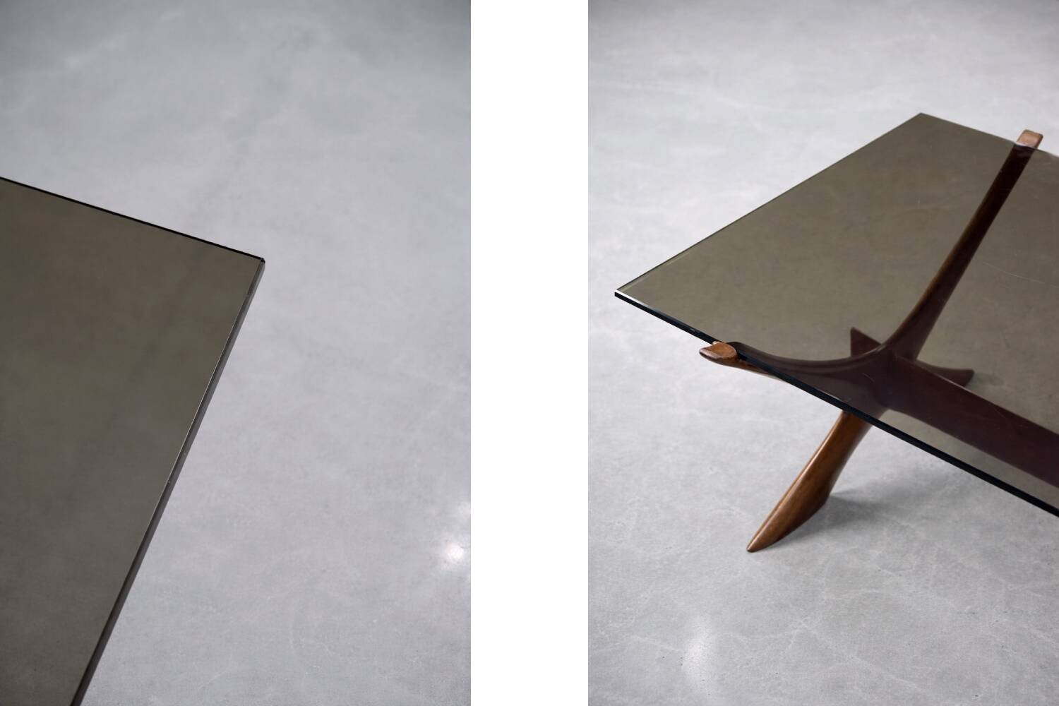 Vintage Mid-Century Scandinavian Modern Glass & Walnut Condor Coffee Table