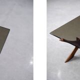 Vintage Mid-Century Scandinavian Modern Glass & Walnut Condor Coffee Table