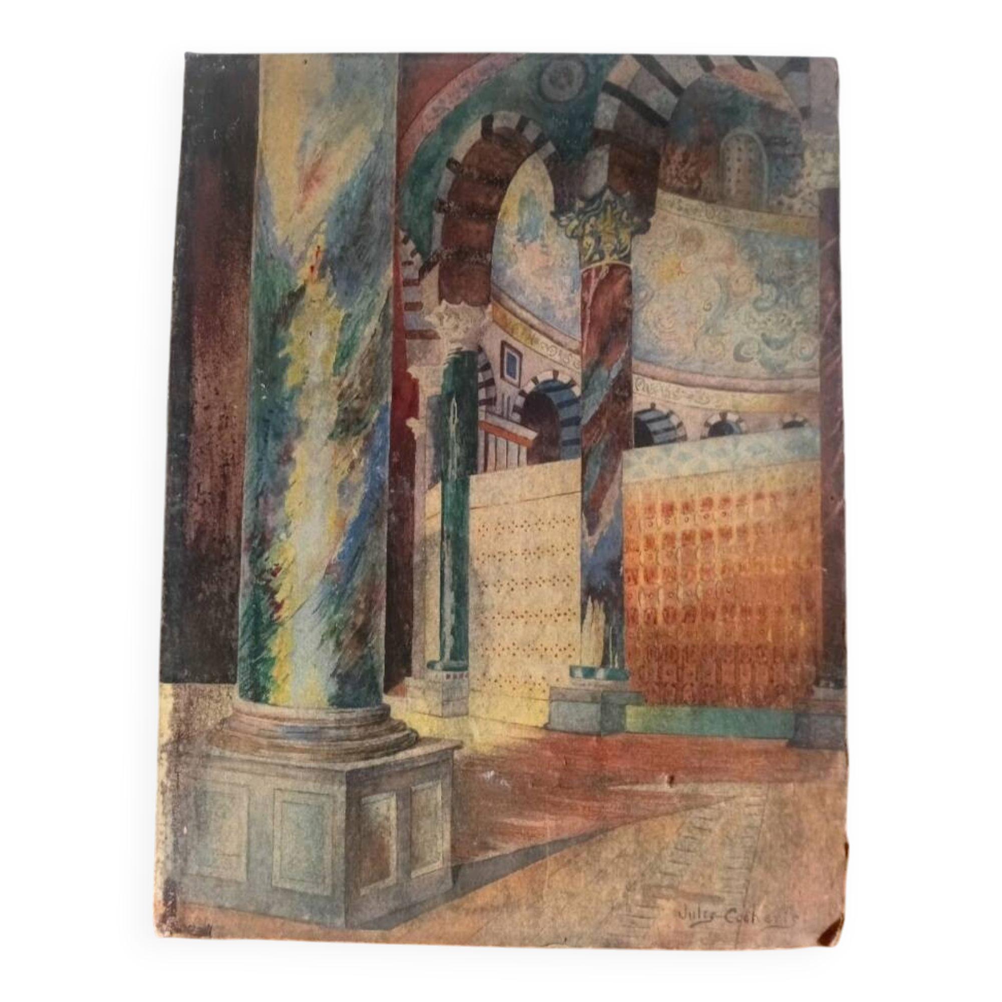 Orientalist painting by Jules Cocheris before 1950.