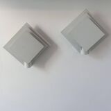 Pair of vintage wall lights, white lacquered metal, Netherlands 1970s