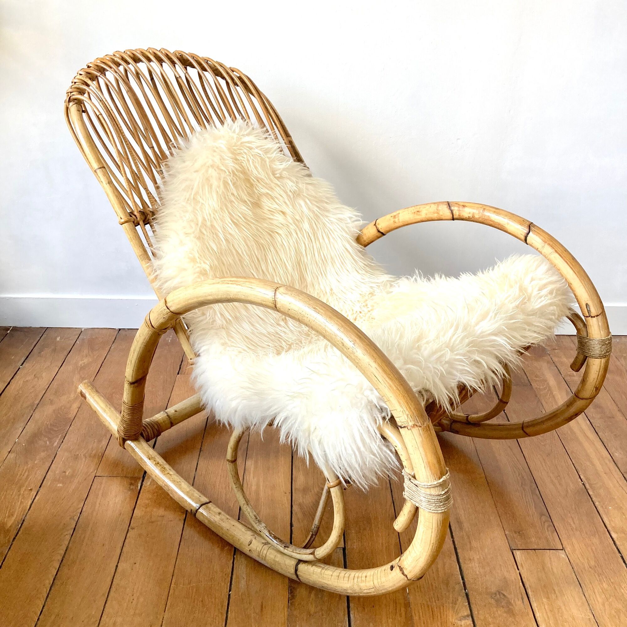 Rocking chair rattan Rohe Noordwolde 60s or rocking chair