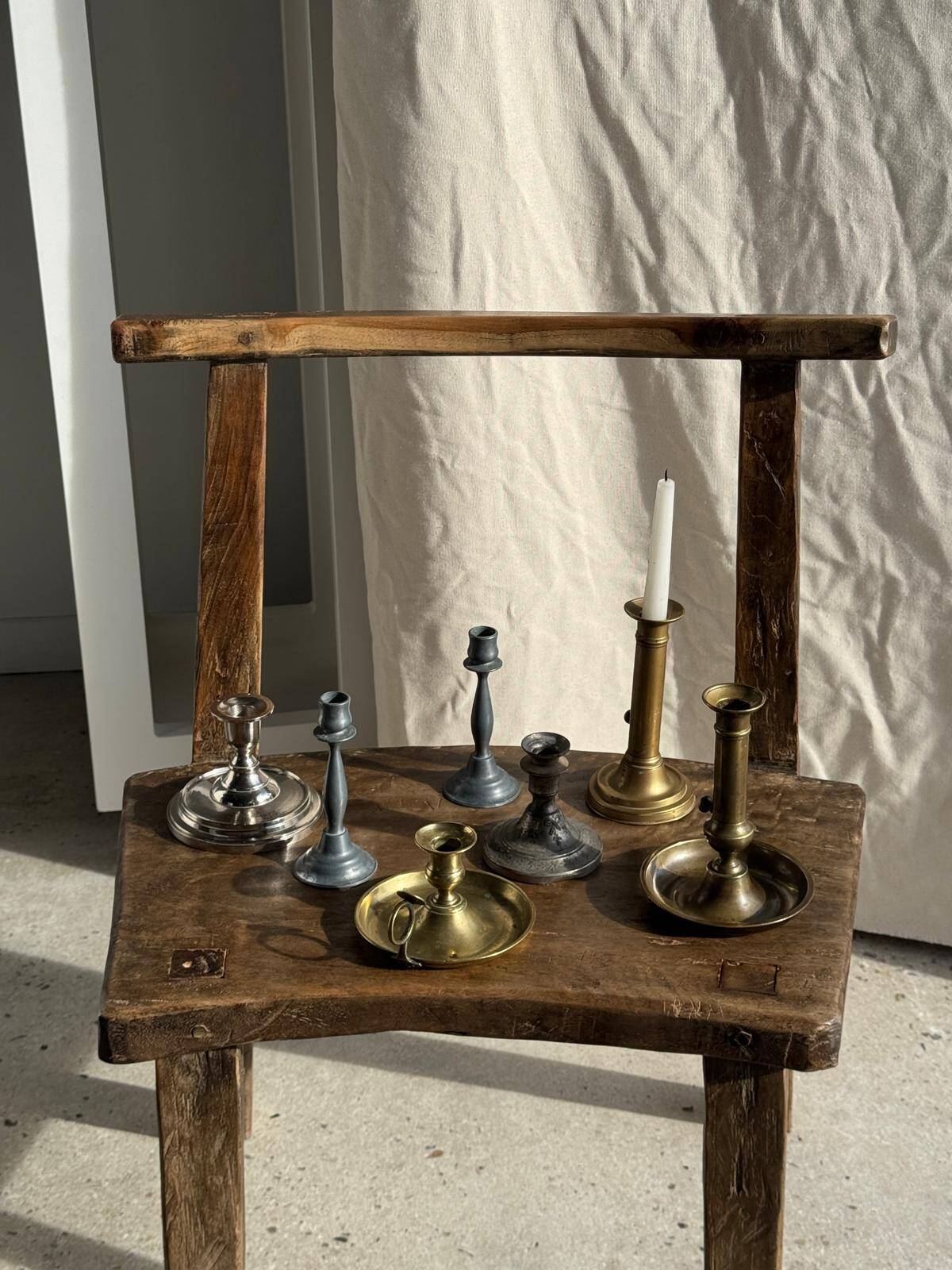 Large adjustable antique gold candlestick H20 D10