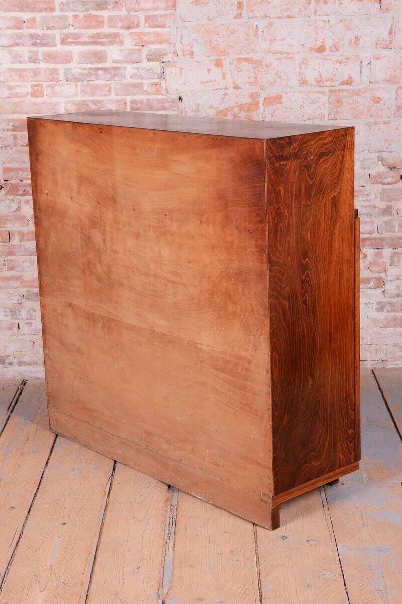 Ard Deco Commode in Walnut and Glass, Czech, 1920s