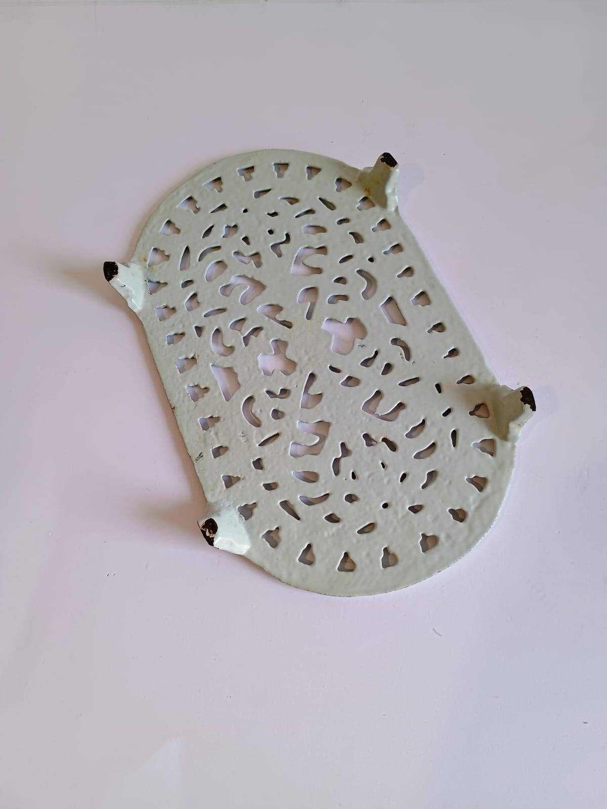 Vintage White Cast Iron Trivet