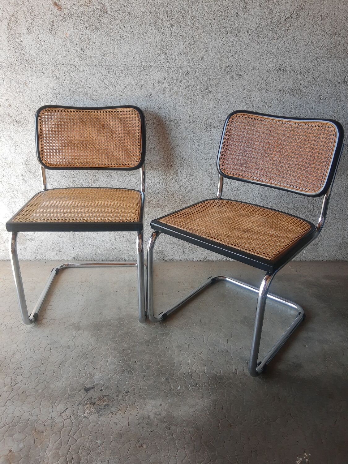 Set of 4 vintage Cesca B32 Marcel Breuer chairs