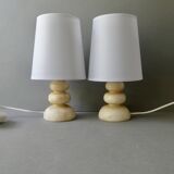 Paire de lampes en albâtre, années 70-80