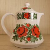 Small vintage coffee or teapot with orange flower pattern