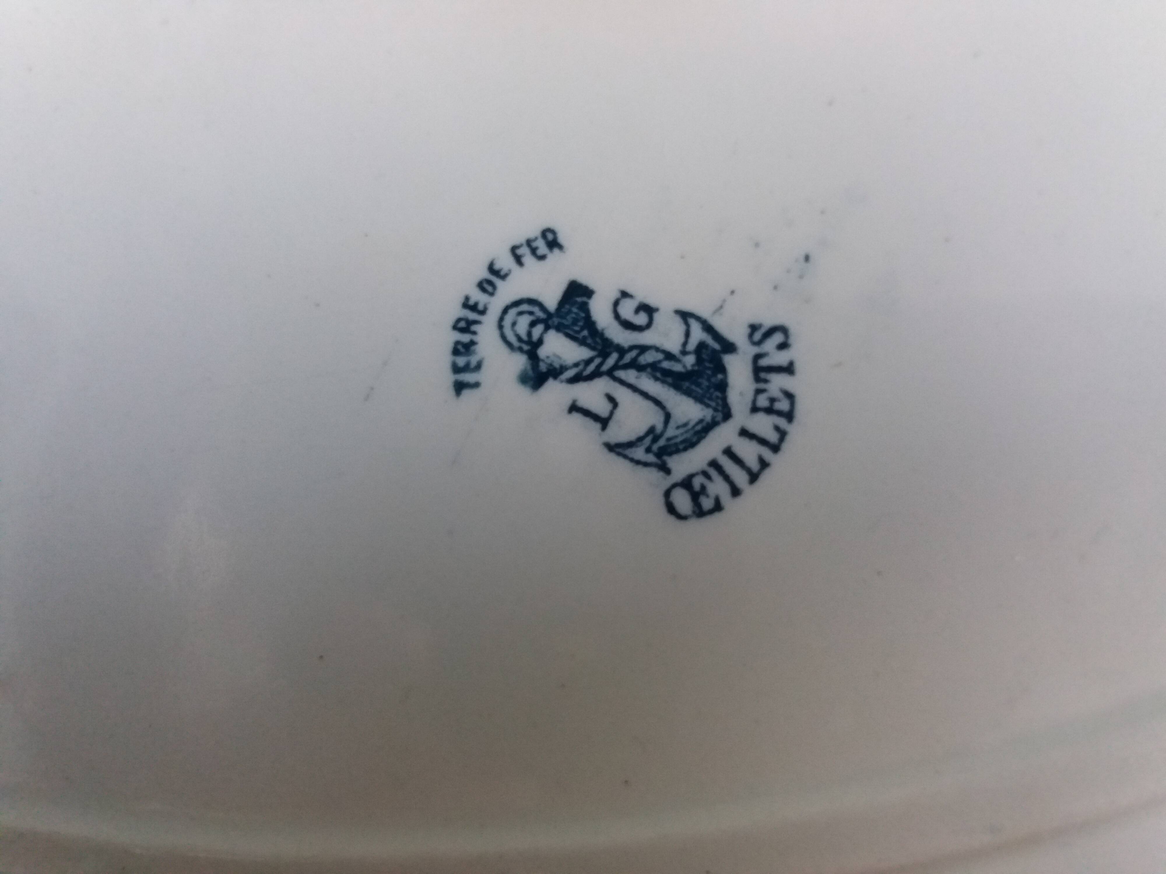 Oval ironstone platter, Clairefontaine, carnation decoration