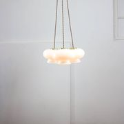 Mid-Century Italian Opaline Glass & Brass Pendant Lamp, set of 3