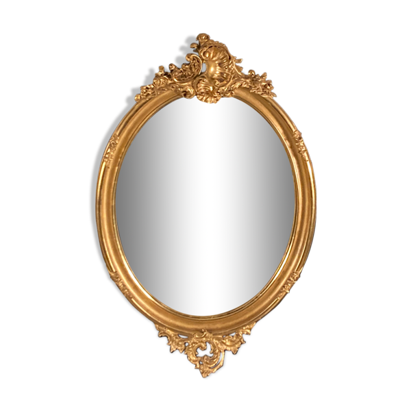 Grand miroir ovale en bois doré — Beyit