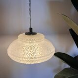 White Clichy glass pendant light with dome - 1930s - 6 copies available