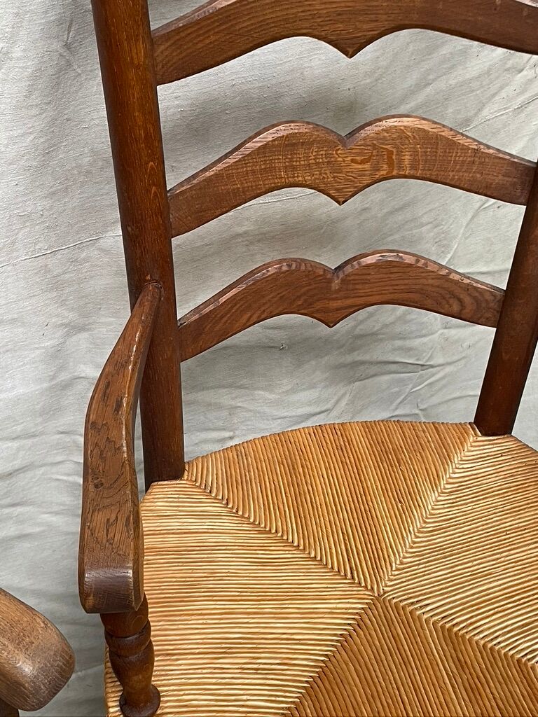 Pair of straw armchairs