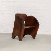 Sculptural anthroposophical wooden armchair, circa 1940s