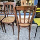 Series of 4 caned bistro chairs circa 1900