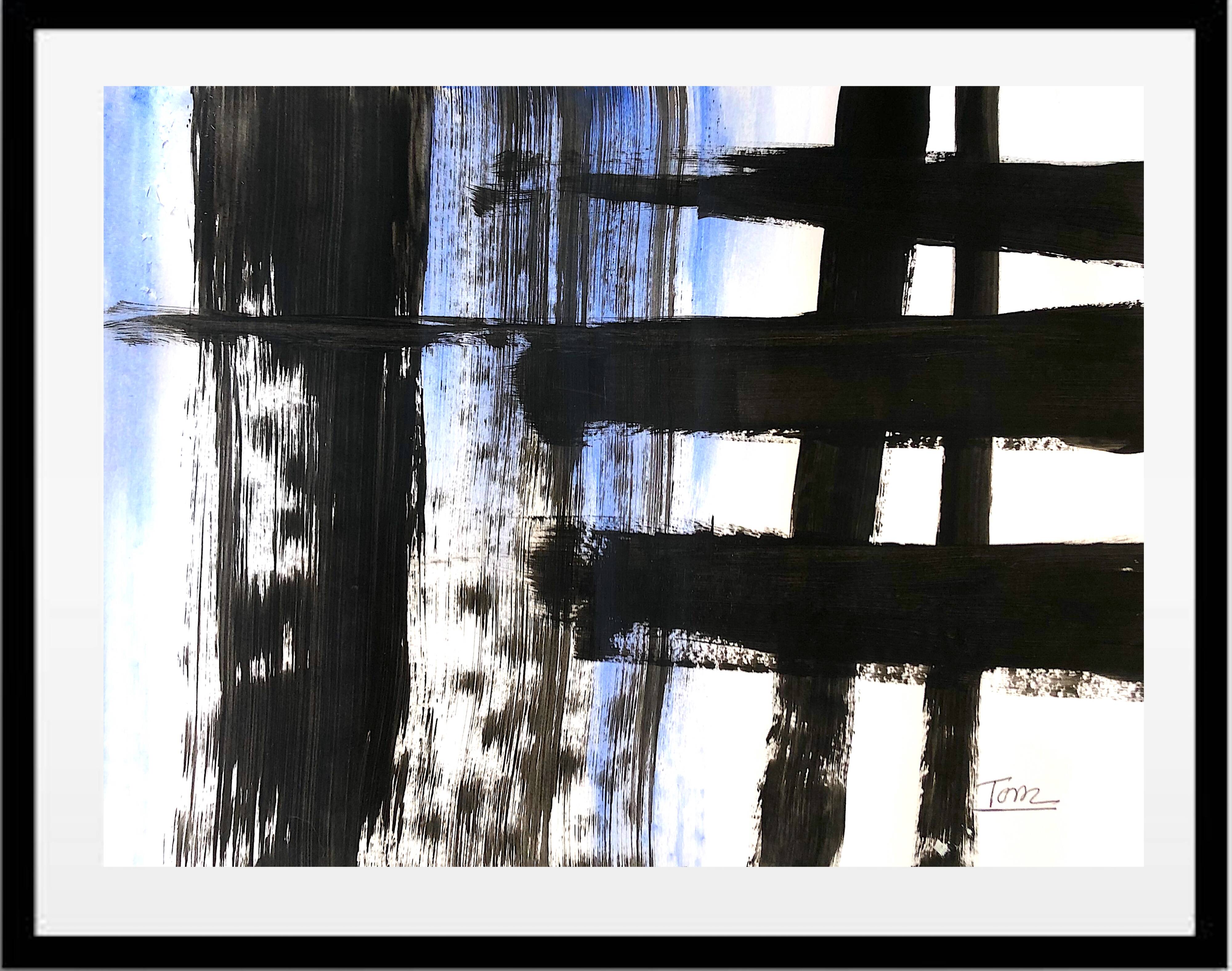 Original and unique abstract painting - Tribute to Soulages