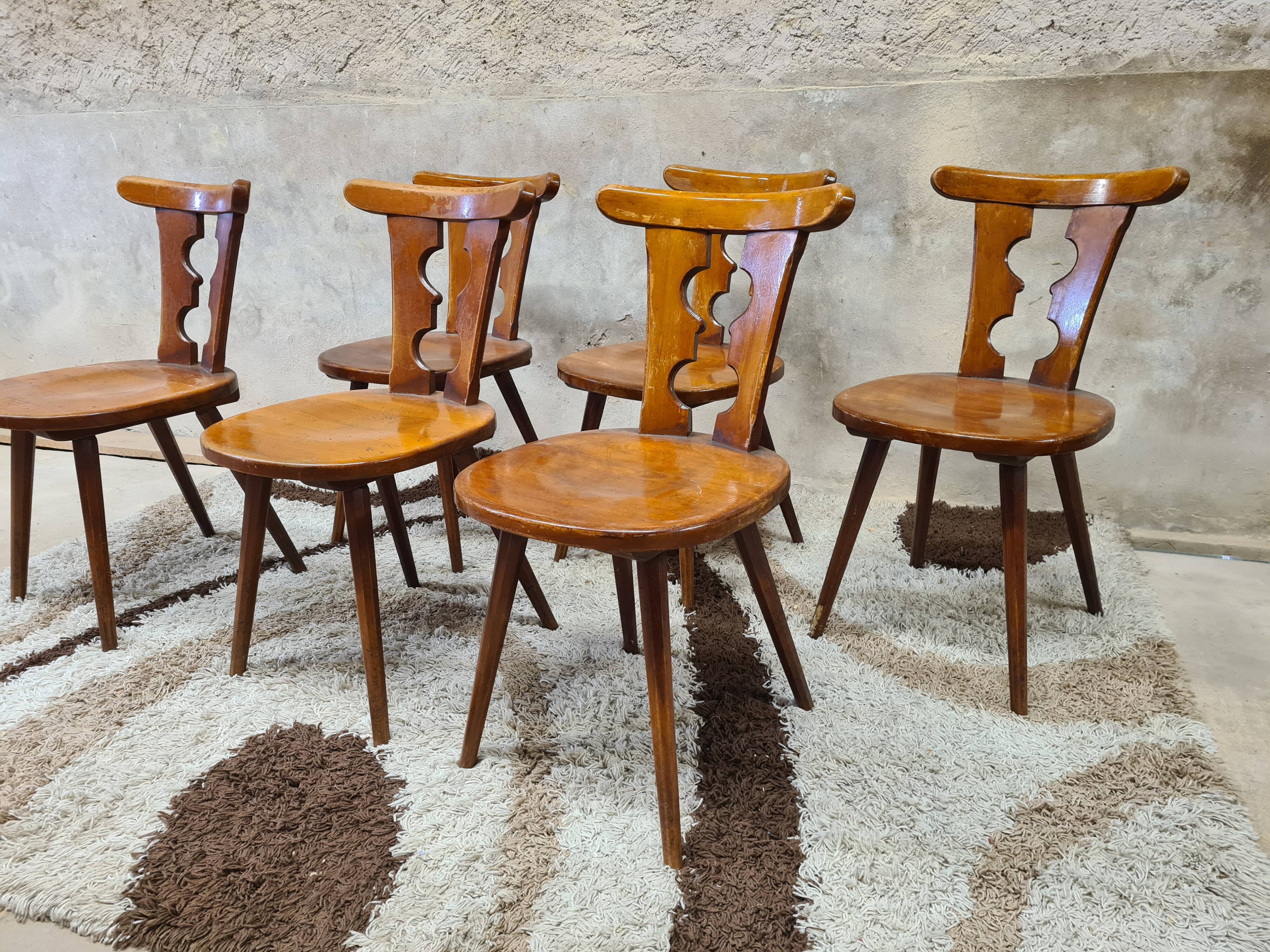 Set of 6 chairs brutalist bistro Bombenstabil year 1960