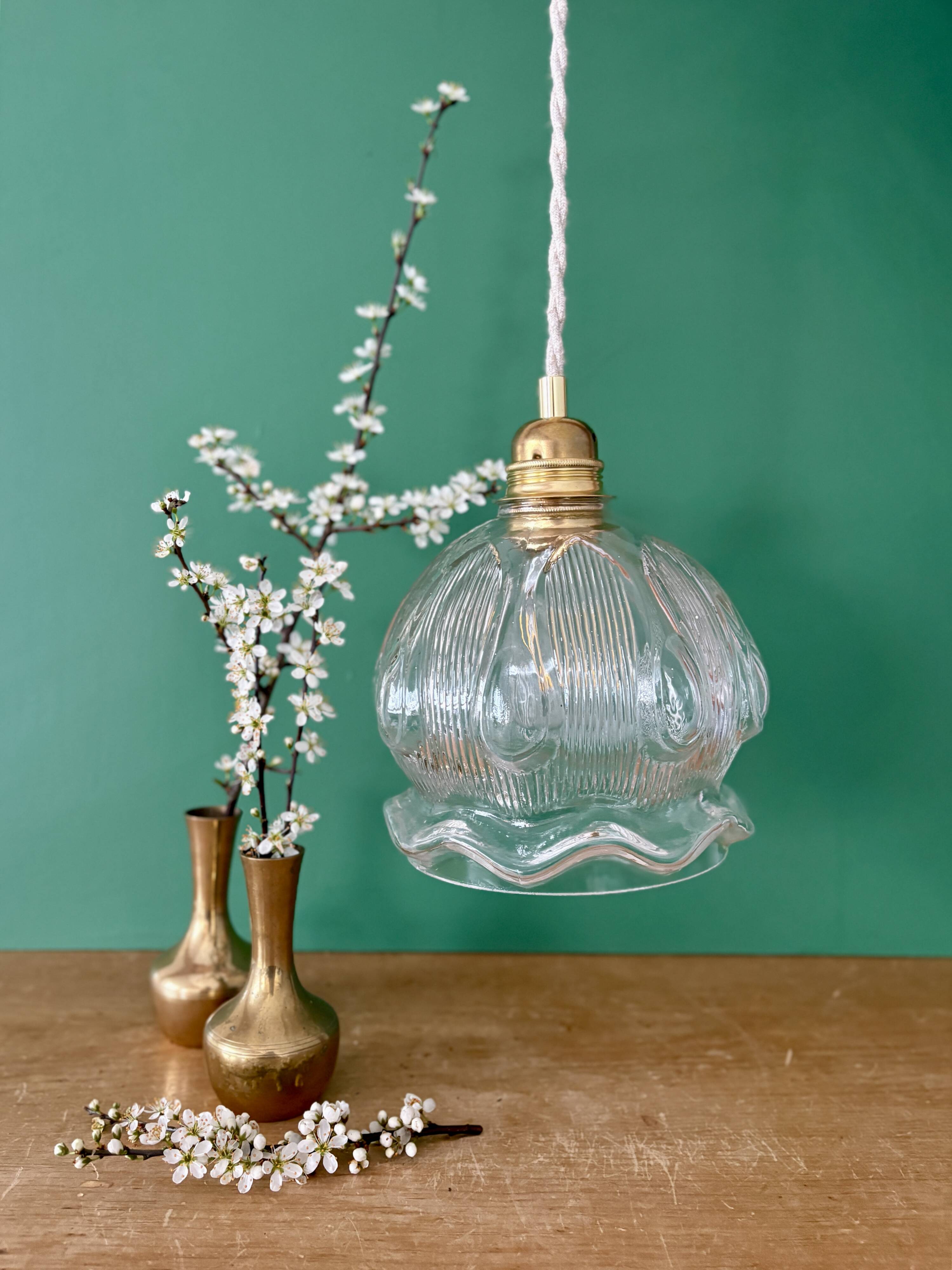 Vintage transparent glass suspension globe