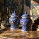 2 pots à gingembre vintage en porcelaine de Chine émaillée