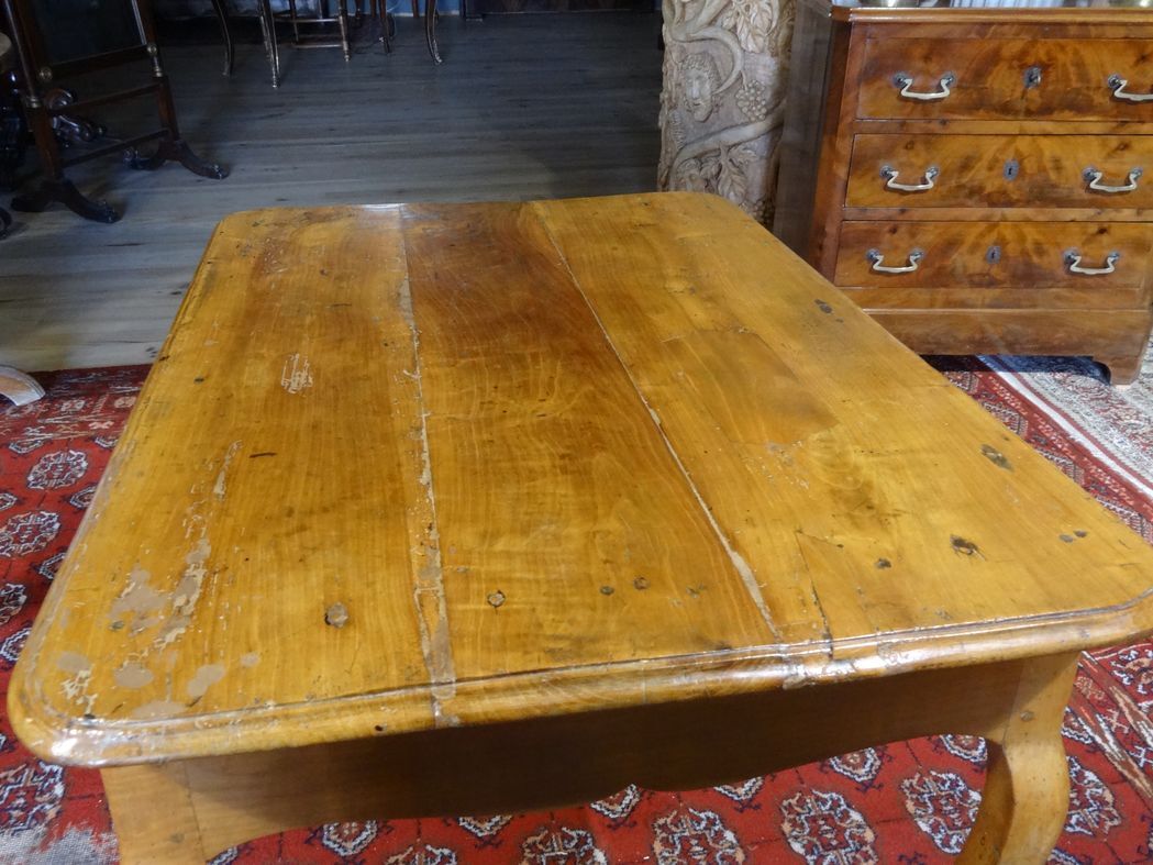 Cherry table, eighteenth century, Louis XV with two drawers