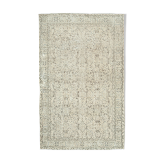 Tapis beige turc vintage noué à la main 198 cm x 314 cm