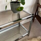 Vintage glass and chrome console coffee table