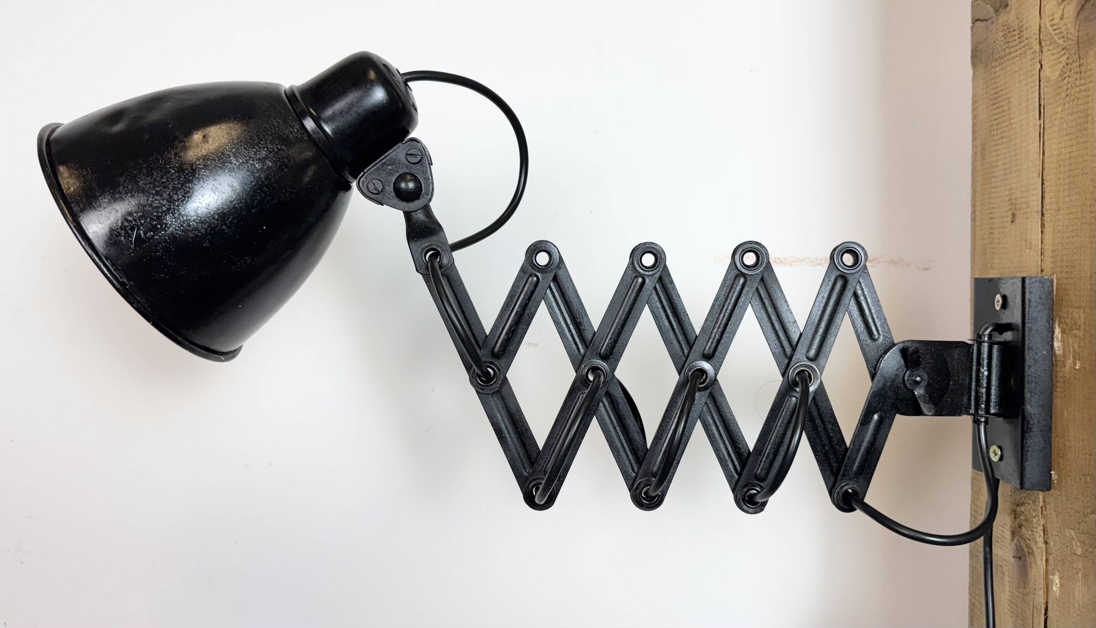 Industrial Black Scissor Wall Lamp, 1950s