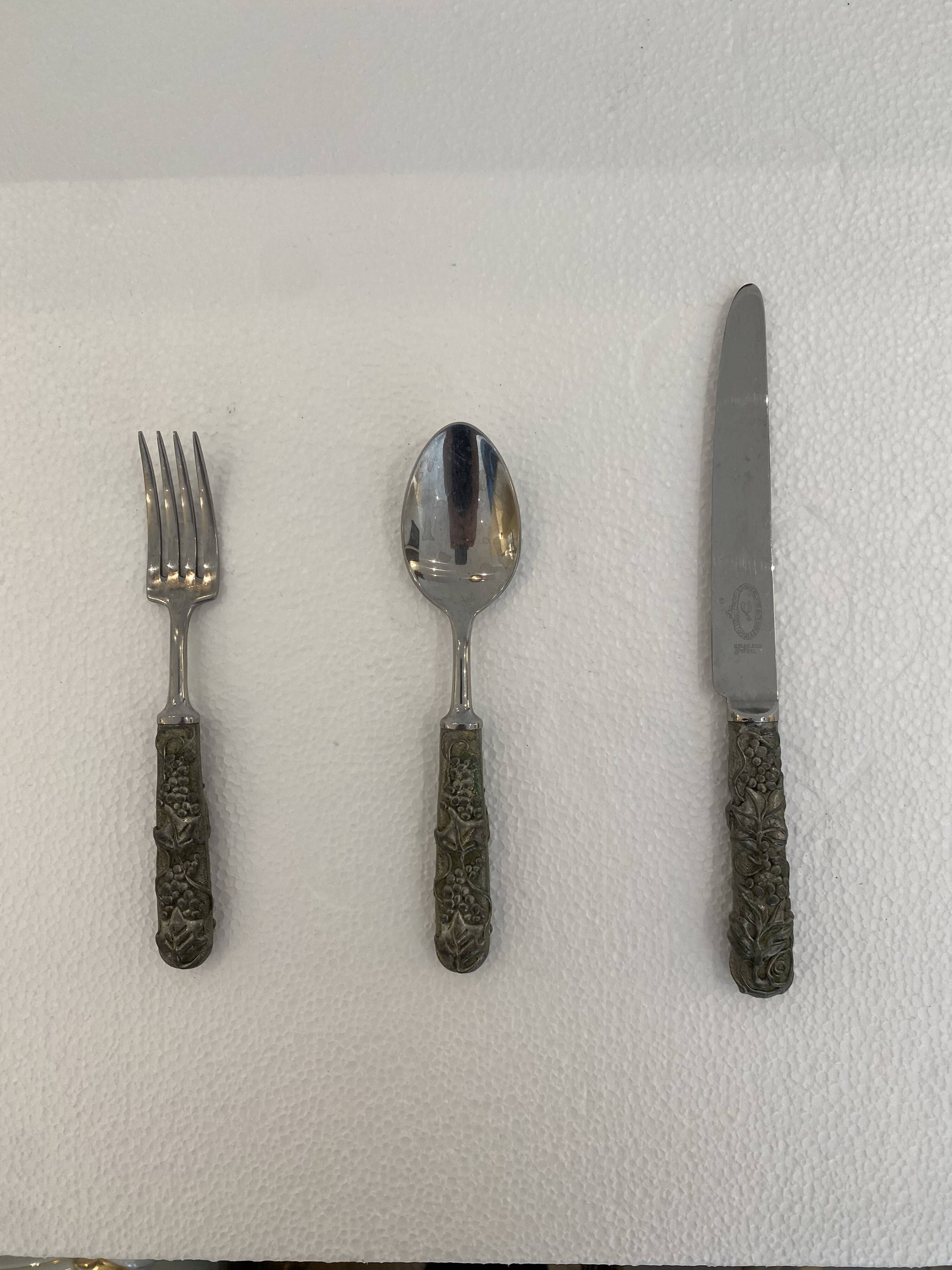 Stainless Steel Set of Knife Fork and Spoon Edwin Blyde & Co, 1950s