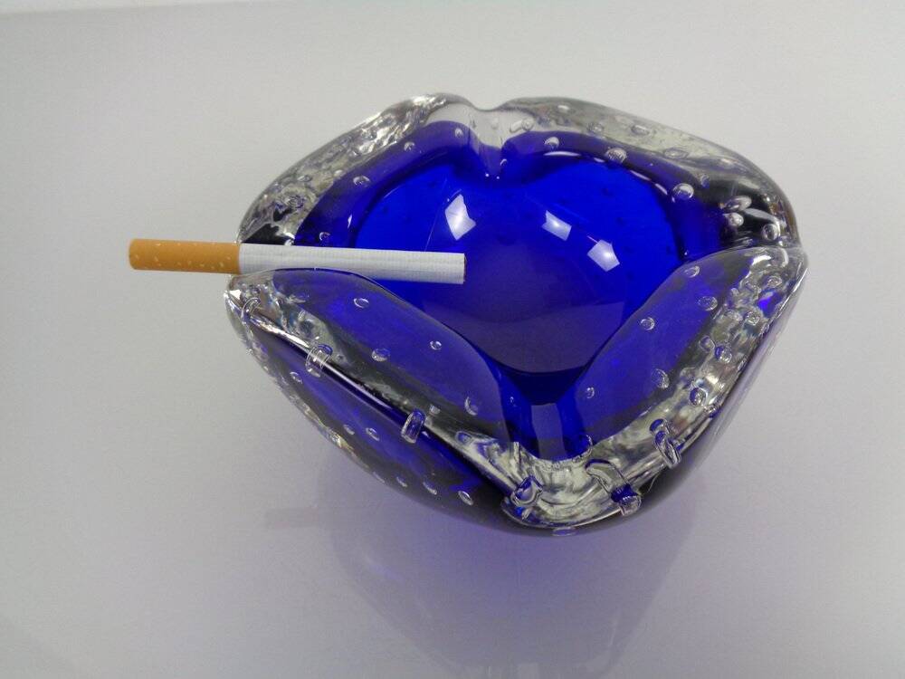 Blue Sommerso Murano Glass Ashtray, Italy, 1960s