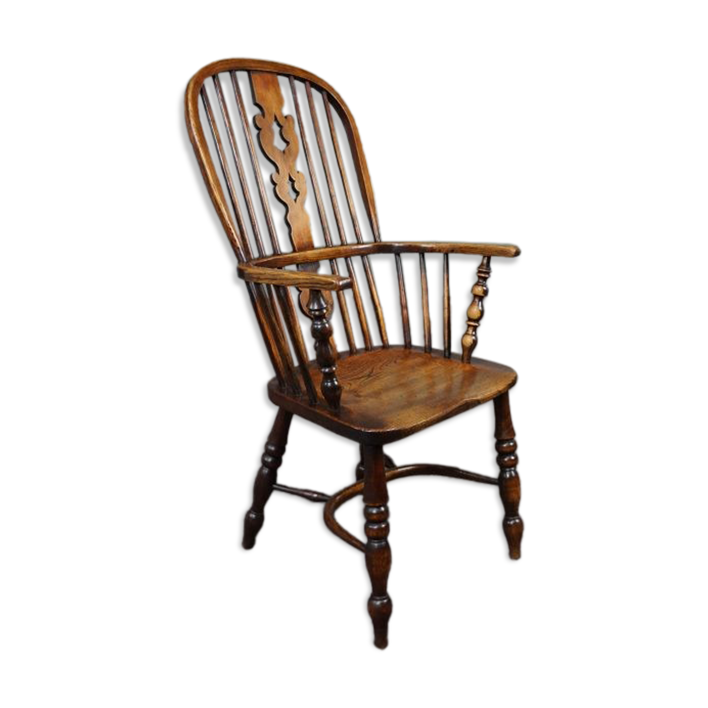 Antique English Windsor chair, high backrest, 18th century