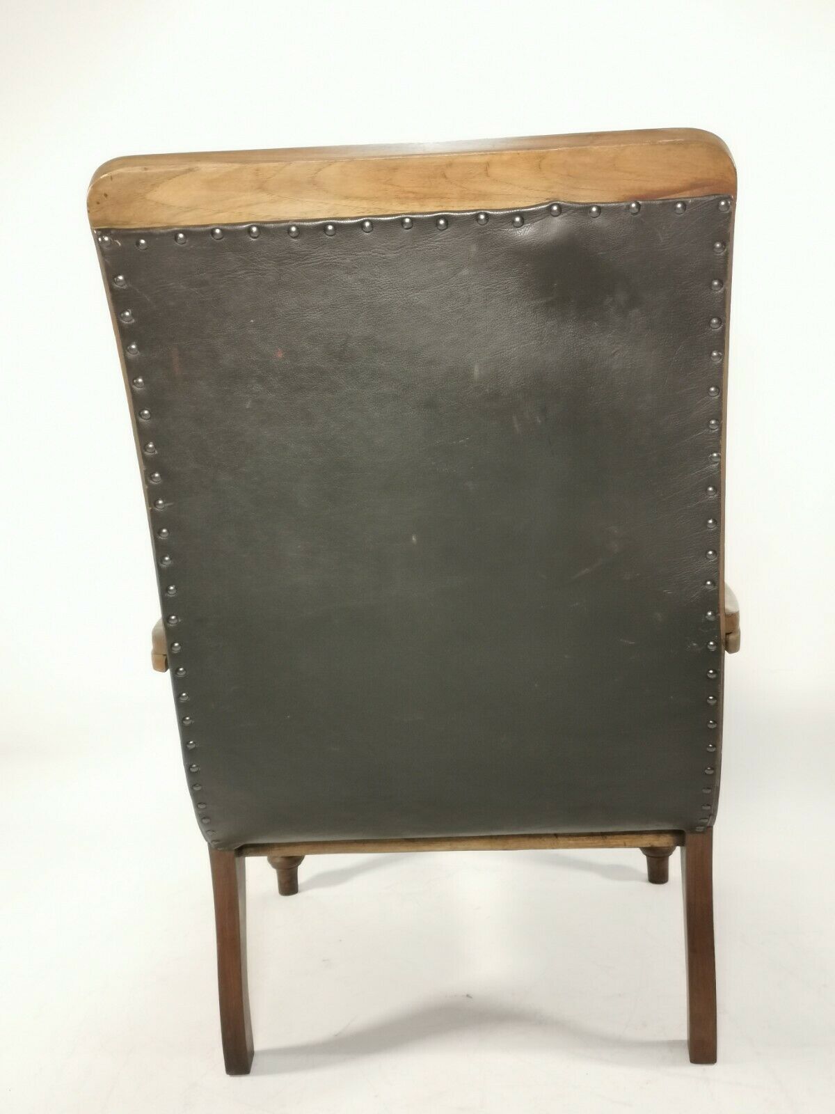 Antique 19th Century Restored British Colonial Plantation Chair Leather Seat