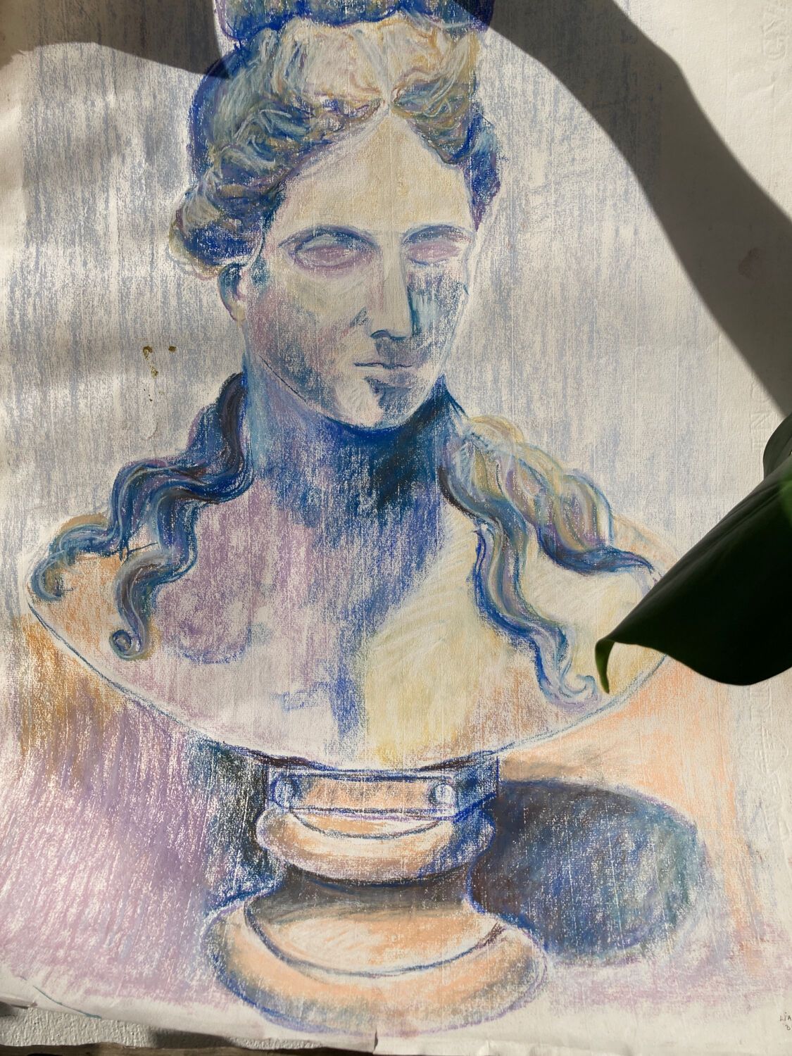 Pastel bust portrait on paper