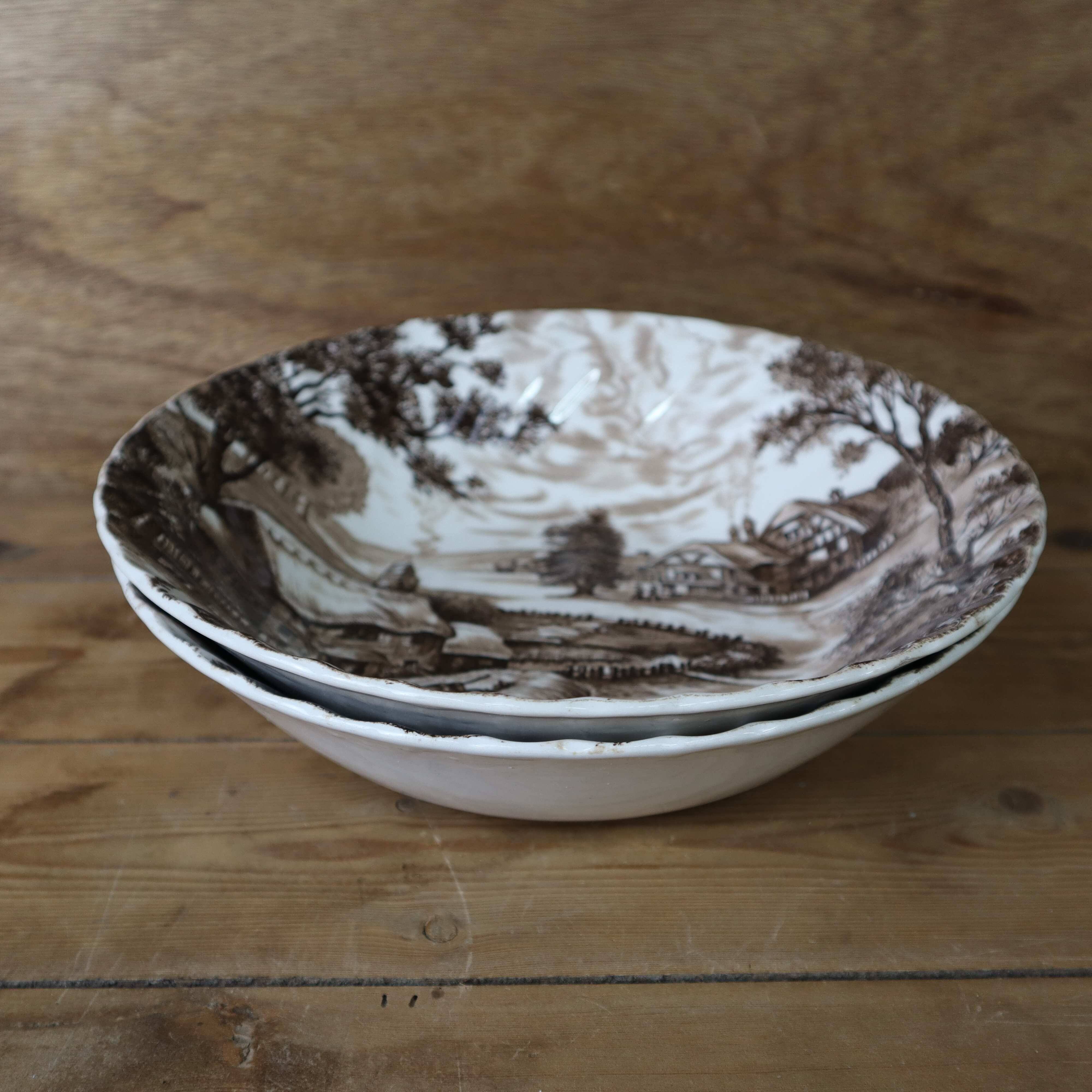 2 vintage English Staffordshire 'HAYRIDE' salad bowls