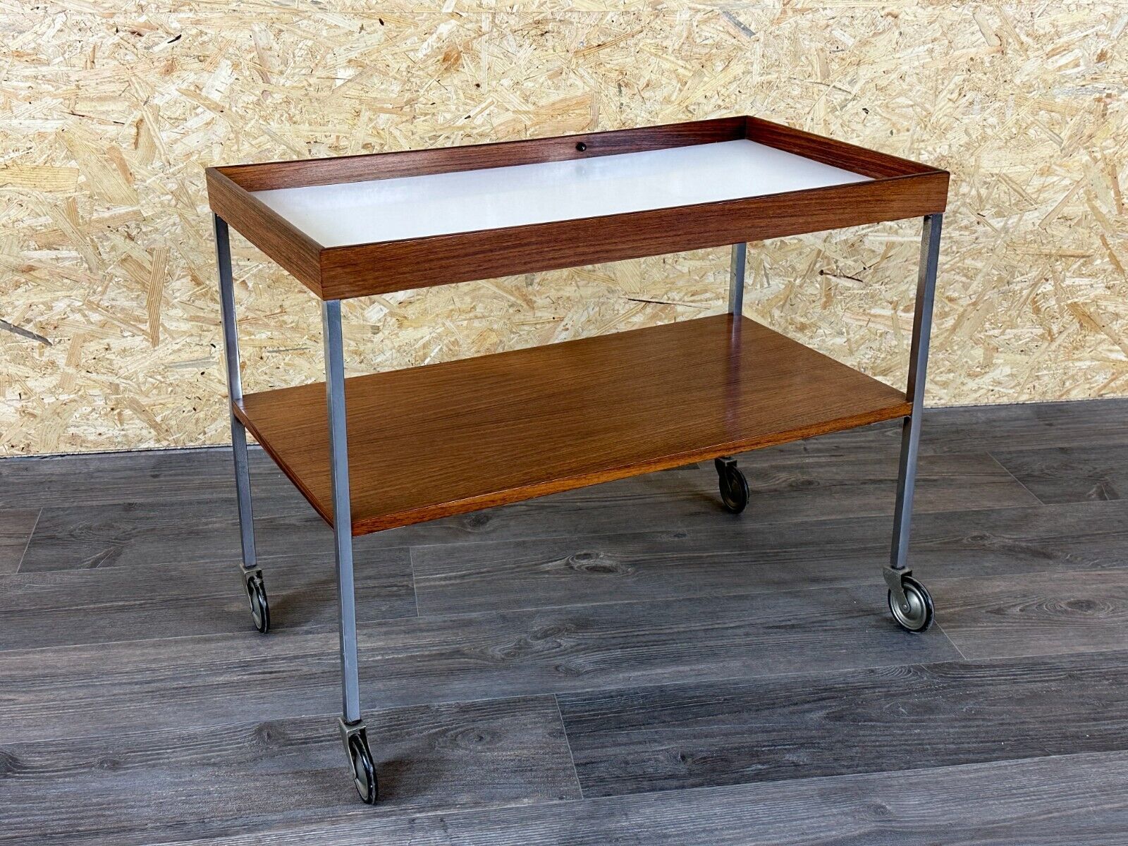 1960s 1970s serving trolley walnut teak Walter Wirz for Wilhelm Renz Design