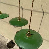 Set of 3 pendant lamps in enamelled sheet metal